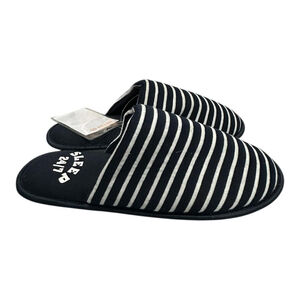 Joe Fresh Slippers Womens Size 10 Blue Stripe Jersey Mule House Shoes